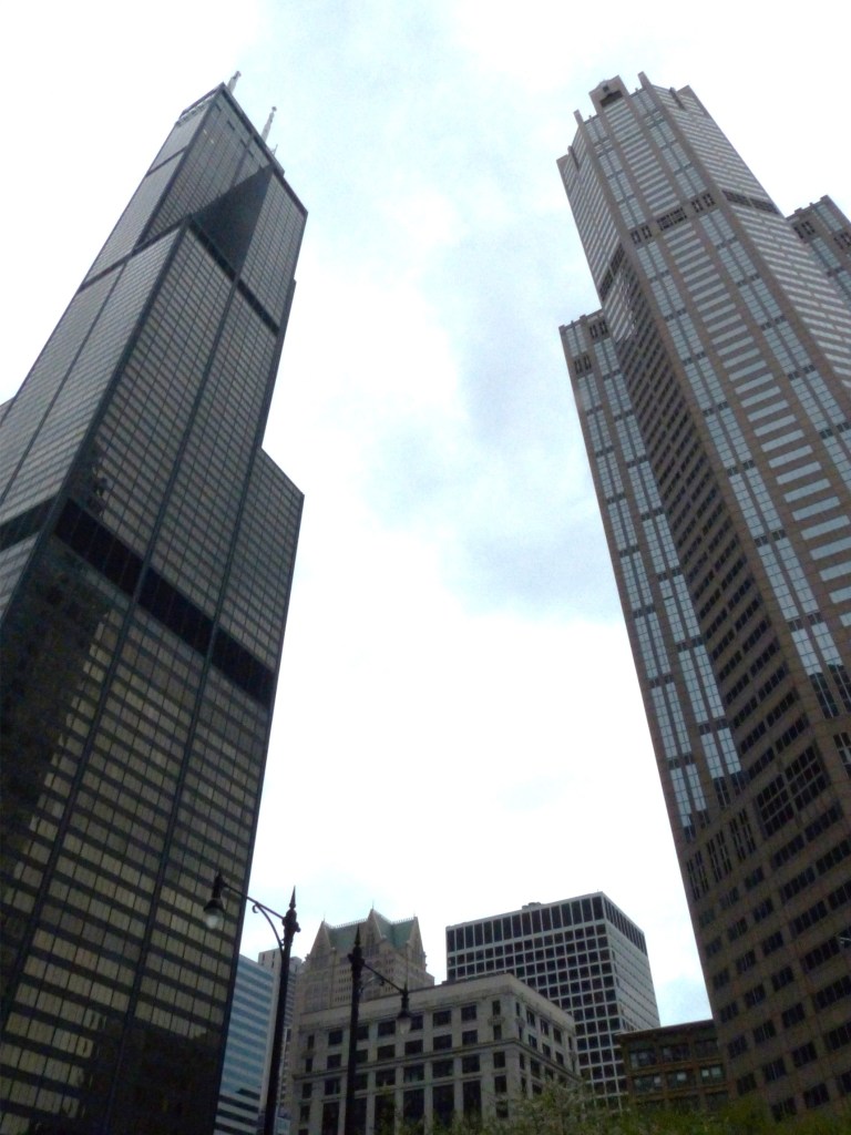 Sears Tower and 311 South Wacker Drive. Chicago landmarks.