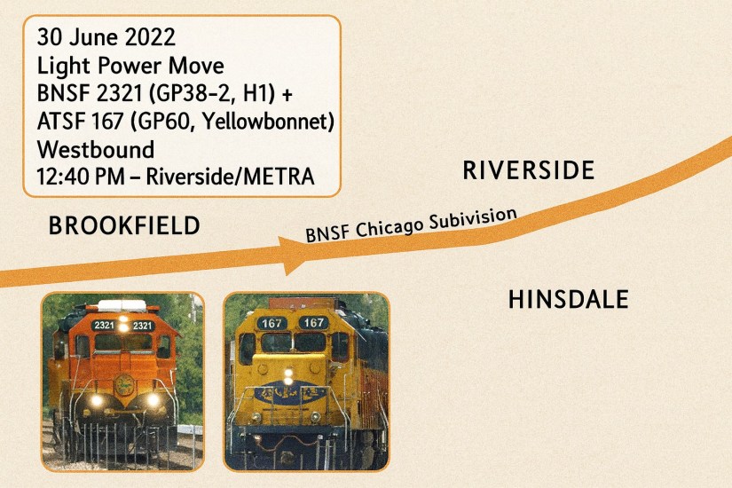 BNSF #2321 and ATSF #167 Corridor Map. Chicago Sub. Hinsdale-Riverside Corridor.