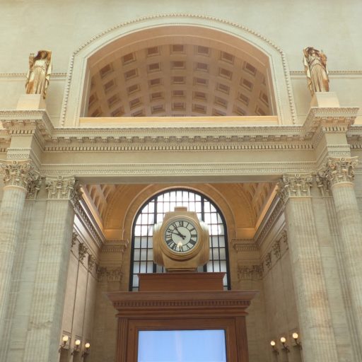 Statues of Day and Night in Chicago Union Station
