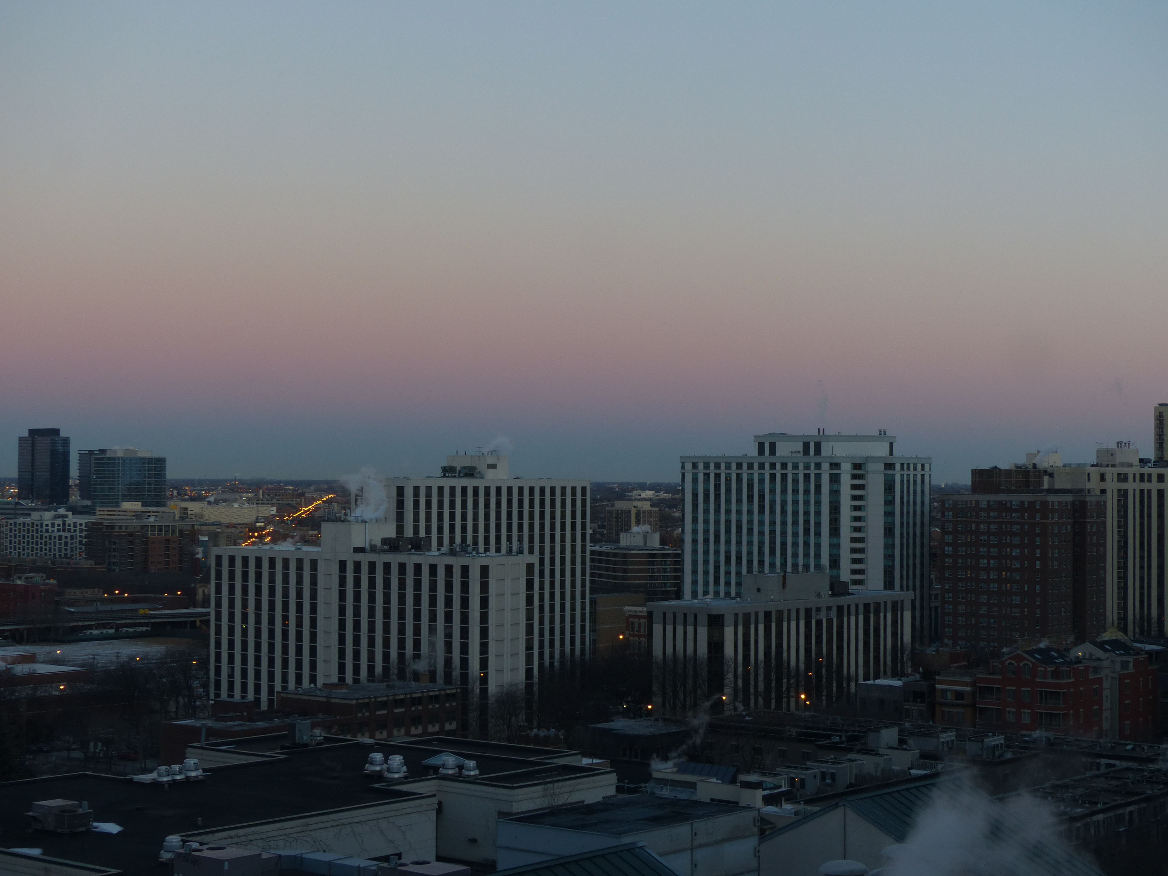 Earth's shadow over downtown Chicago