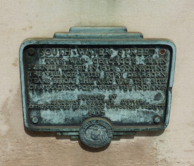 South Water Street commemorative plaque in Chicago